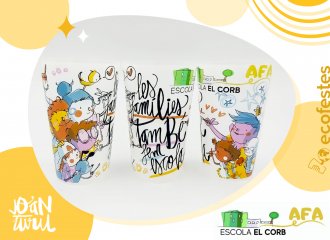 AFA Escola El Corb col·labora amb Joan Turu per crear el disseny dels seus gots reutilitzables